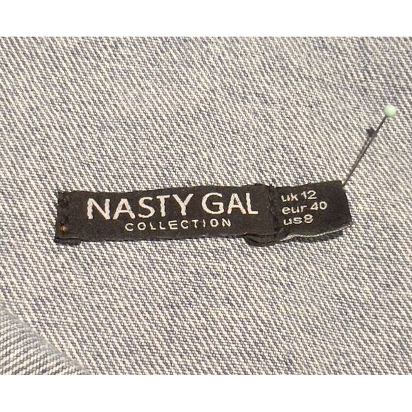 Nasty Gal Top Size US 8 Blue Denim Oversized Collared‎ Relaxed Shirt Jacket Warm - Picture 14 of 14